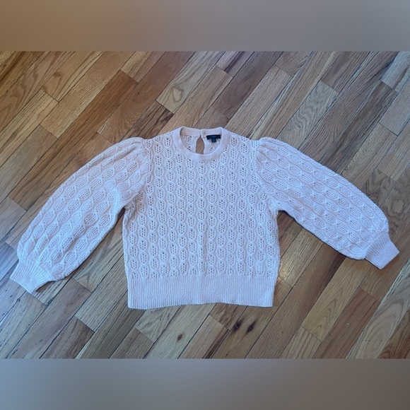J CREW Sweater Women’s Size L Pink Cable-Knit Balloon Sleeve Alpaca Wool Blend - Picture 4 of 16